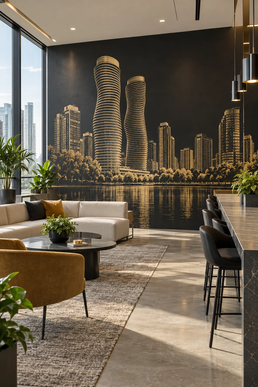 Custom printed wall mural concept for a space in Mississauga, Ontario